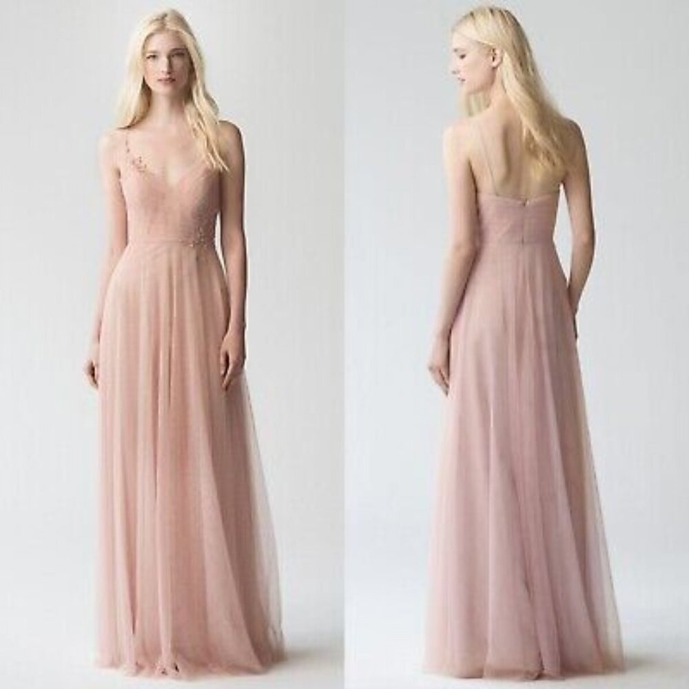 Cream Size 10 Jenny Yoo Collection Floor Length Gown - Good Condition